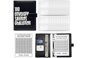 Feliciay 100 Envelopes Saving Challenge,Savings Book with Cash Envelopes, Fun Budget Challenges for Money, Easy Budget Binder Organizer for Couples,Offices, Home, School（Black）