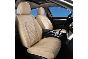 Coverado Seat Cover for Cars - Universal Front Seat Covers 2 Pieces Luxury Faux Leather Waterproof Car Seat Protector Fit Most Cars, Trucks, SUVS, or Vans