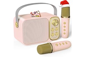 Karaoke per Bambini BESCOST Professionale Completo con 2 Microfoni Wireless,Cassa Portatile 7 Effetti Sonori,Idea Regalo Compleanno,Giocattolo Natale 5-14 Anni