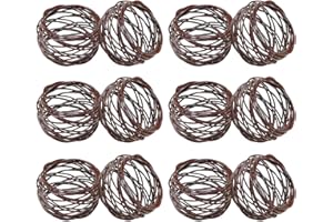 SKAVIJ Handmade Twisted Wire Mesh Napkin Rings Holders Decor Dinner Party Wedding Thanksgiving Christmas Gathering (Brown 12pcs)