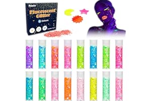 ‎ROIZEFAR Roizefar Fluoreszierendes Glitzer 16 Farben, Make-up-Glitzer, Gesicht, Körper, Glitzer, Farbwechsel, Regenbogen-Pailletten für Nägel, Augen, Haare, Party, Ostern, DIY-Epoxidharz-Handwerk.