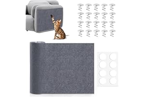 ROSEDREAMER Kratzmatte Katzen Selbstklebend, Kratzteppich Katze Wand Kratzschutz Sofa Katze DIY Climbing für Wandmontage Möbel Kratzschutz Tür mit Sofaschnallen und Doppelseitige Klebepunkte 40×200cm Grau