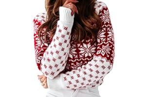 Geagodelia Maglione Natalizio per Donna Pullovers di Natale Motivo Renna Neve Babbo Natale Invernale Caldo Morbido Elegante Ragazze Christmas Sweater