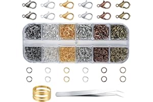 XIAOMOYU 120 Pezzi Ganci Chiusure Moschettone, 840 Pezzi Anellini Aperti, Ganci per Braccialetti, Moschettoni Chiusure per Bigiotteria Fai da Te Creazione Collane Portachiavi