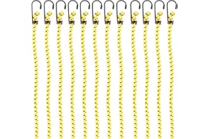 PRETEX Corde Elastiche con Gancio - Set di 12 - Corda Elastica con Gancio per Teloni Portapacchi Auto e Bici - Ganci Elastici Portapacchi - 59 cm - Giallo