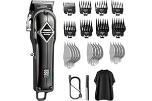 GLAKER Hair Clippers for Men - Cordless Professional Barber Clipper Hair Cutting Kit with 11 Guide Combs for Haircut, Trimming & Grooming (Black)
