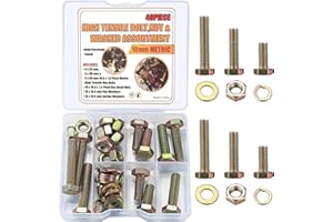 SYBDXJ Sechskantschrauben und Muttern mit Unterlegscheiben, 40 Stk DIN 933 Maschinenschrauben Gewindeschrauben mit Muttern und Unterlegscheiben/Federringe Sortiment Kit - Metrische (M10)