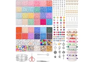 FIOAY 240000 PCS Kit Perline, 15000PCS 2mm Perline per Braccialetti e 9000 PCS 3mm Perline Colorate per Collana fai-da-te, orecchini