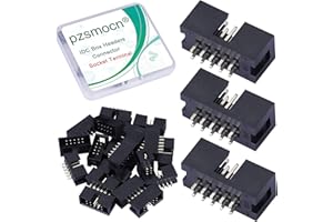 Pzsmocn 20 Pieces IDC 2 * 5 Double Row 10-Pin Box Header Connector Male Socket Terminal 2.54 mm Pitch, JTAG ISP 10-Pin In-line Connector Adapter Cable Male Socket Terminal for PCB Electronic Project.