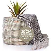 YAADU Geflochtene Vase 'Namibia' – Ca. 37 Cm Hoch, Aus Savannengras & Recyceltem Plastik, Handgeflochten, Übertopf Oder Deko-Vase