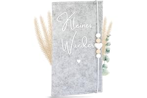 MAHEWA® Mutter-Kind-Pass-Hülle Österreich aus Filz-Stoff | Mutterpass-Organizer Mutterpass-Tasche Schutzhülle (Mutterkindpass "Kleines Wunder", Hellgrau)