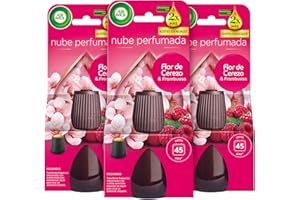 Air Wick Essential Mist - Recambio de Ambientador Difusor de Aceites Esenciales con Aroma a Flor de Cerezo & Frambuesa, 3 x 20ml