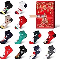 Caossuixin Weihnachtssocken Adventskalender - 12 Paar Mit Weihnachtsmotiven