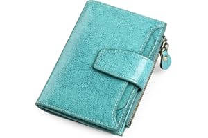 SENDEFN damski portfel, etui na karty z okienkiem na dowód osobisty, skóra, blokada RFID, mały, kompaktowy, dwukrotnie składany, kieszeń na zamek błyskawiczny