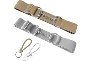 Huaerle 1.5-inch Elastic Equestrian Belt with Bit Buckle and Leather Key Strap,Equestrian Elastic Belt, Equestrian Surcingle Buckle Belt, Equestrian Belts, Equestrian Riding Belt