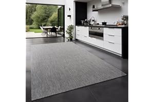 TT Home Tapis pour Extérieur Tapis De Cuisine Balcon Terrasse Design Uni Moderne, Couleur:Gris, Dimension:60x100 cm