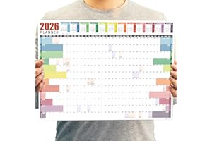 Giftinghouse 2026 Wall Planner A3 (42 x 29.7cm) - Jan To Dec Full Year Uncoated Wall Planner 2026 UK - Wall Calendar 2026 with mount stickers for home, office and school