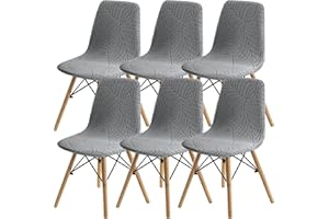 SHENGYIJING Esszimmerstühle Abdeckungen 2/4/6 Stück,Stil Shell Esszimmerstuhl Mid Century Modern Stuhl Sipcover,Gepolsterte Dining Accent Side Stuhlhussen (Hellgrau1,6 Pieces)