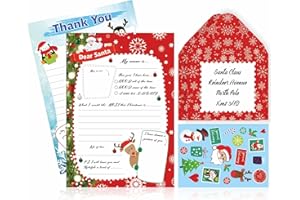 3HA HAHAHA Letter to Santa Set Santa Letter Thank You Letter Stickers Envelopes Santa Writing kit Father Xmas Santa Claus Wish List Pack Children Kids Gift Celebration Christmas Stationery Supplies (5 pcs)