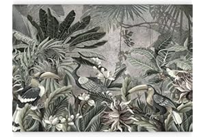 murando Carta da parati Foglie tropicali 200x140 cm Fotomurali in TNT Murale alla moda Decorazione da Muro XXL Poster Gigante Design Cameretta Carta per Pareti Soggiorno Giungla Uccelli a-C-10009-a-a