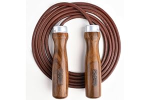 EVO Fitness Leather Adult Indoor Gym Skipping Jump Speed Rope Wooden Handle Home Exercise Fat Burn Training Workout Boxing MMA