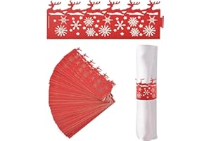 URROMA Anelli portatovaglioli Natalizi a Forma di Renna, 50 Pezzi, con Cervo Rosso, per Natale, Pranzo, Ringraziamento, Feste, Vacanze, Matrimoni, Decorazione da Tavolo