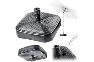KADAX Stojak na parasol, okrągły stojak na parasol, wypełniany piaskiem wodą lub żwirem, stojak z tworzywa sztucznego, do ogrodu, na taras, plażę (wersja 2, kwadratowy, antracytowy)