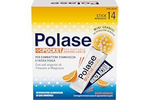 Polase Pocket, Integratore Alimentare di Magnesio e Potassio Contro Stanchezza e Fatica, Caldo, Gusto Arancia, 14 Stick orosolubili