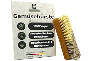 ‎GRÜNSCHLOSS Grünschloss Gemüsebürste Holz (Made in Germany) Obst und Gemüse Reiniger für Karotten, Kartoffelbürste, Obstbürste, etc - Vegane Gemüsebürste Naturborsten mit Zwei Härtegraden aus robuster Buche