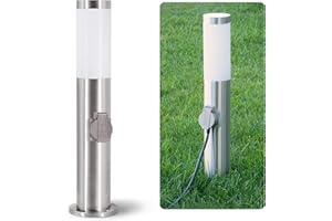 Linovum BOSEA-S Lampe d'extérieur avec prise et culot E27 - Colonne d'énergie 50 cm - En acier inoxydable - Colonne d'alimentation avec lumière IP44