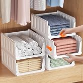Lifewit Stackable Closet Organizer, Storage Boxes for Clothes, 5 Pack | Extendable Plastic Drawers for T-Shirts and Trousers,