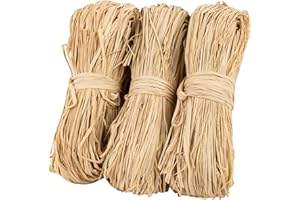 Sukh Ruban de raphia naturel 150 g – Paille de raphia pour bouquets de fleuriste, décoration, artisanat, ruban pour emballage cadeau, cadeau de Noël, anniversaire, raphia, herbe, matériaux naturels
