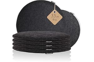 Ampara - 4er Set Stuhlkissen rund 33 cm - rutschfest & Gemütlich - Sitzkissen Filz rund | für Stuhl, Bank, Hocker etc. (dunkelgrau)