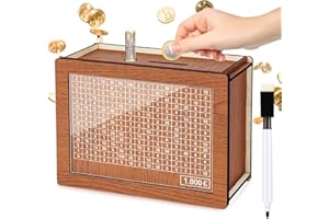‎KKLUNO Kkluno Spardose 1000 Euro, Spardose mit Zähler, Holz Spardose, Wiederverwendbar Sparbox mit Zahlen Ankreuzen, Geeignet für Kinder und Erwachsene