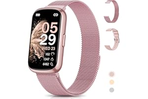 Sanorum Reloj Inteligente Mujer, 1.47'' Pulsera Inteligente Mujer con 2 Correas, IP68, Función Femenina, Pulsómetro, SpO2, Sueño, 24 Modos Deportivos, Podómetro Smartwatch para iOS Android Rosa
