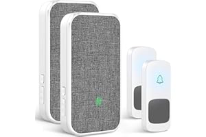 ‎CASATENA Funkklingel, Wasserdichtes Türklingel-Set, über 400 m Funkreichweite, 58 Melodien & 5 Lautstärken, Haustür Klingel mit 1 Empfängern und LED-Blitz (2 Druckknöpfen und 2 Plug-in-Empfängern)