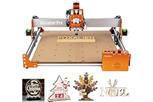 FoxAlien Máquina fresadora CNC Masuter Pro, fresadora mejorada de 3 ejes para grabado totalmente de metal para madera acrílica MDF y corte de talla de nailon