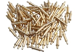 Mxfans Gold-plated 9mm Long 2.0mm Pin Head Copper Thimble Probes Spring Pin Pack of 100
