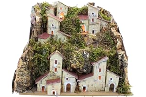 Moranduzzo Paisaje para belén con luces, ambiente rústico artesanal, 20 x 14 x 18 cm – Hecho a mano, producto oficial Made in Italy