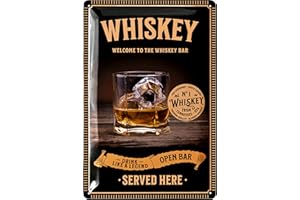 LANOLU Tabliczka blaszana w stylu retro do whisky - tabliczka barowa do whisky jako dekoracja baru do irlandzkiego pubu - metalowe tabliczki vintage na imprezę, do piwnicy, baru, rzutki - dekoracja
