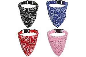 gerFogoo 4 Stück Hunde Bandana Kopftücher, Hundehalstuch mit Halsband, Dreieckstuch Halsdreiecke Hundehalstcher, Einstellbare Hund Halstuch für Welpen Kleine Große Hunde und Katzen(S)