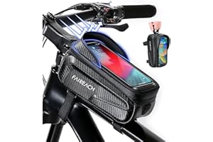 Faireach Bolsa Bici con Soporte para Telefono Móvil, Soporte Movil Bicicleta, Bolso Bicicleta Impermeable y con Ventana para Pantalla Táctil, para iPhone, Samsung y Otros Smartphones de hasta 6,8''