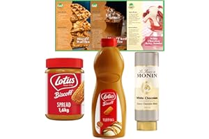 Go2 Groceries Bundle Dessert Kit Biscoff Biscuit Topping (1 kg), Biscoff Spread (1.6 kg), La Sauce de Monin White Chocolate (500 ml) with Recipe Cards