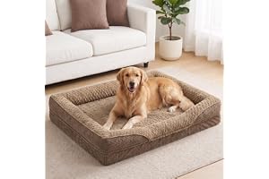 FURTIME Ortopedisk hundsäng för stora hundar, minnesskum, XL, avtagbar och tvättbar, halkfri husdjurssäng med hög kant