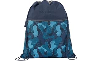 coocazoo Turnbeutel „Cloudy Camou”, blau, mit Reißverschlussfach und Kordelzug, reflektierende Elemente, Schlaufen zur Befestigung am Schulrucksack, 10 Liter, ab der 3. Klasse