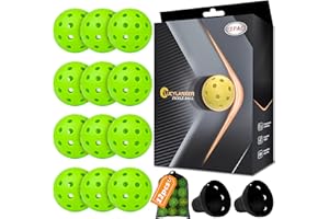 LUCYLANKER Palline da Pickleball da Esterno, Palline da Pickleball a 40 Fori con Borsa in Rete & 2 Riciclatori di Palline, Alto Rimbalzo & Resistente per Tutti gli Stili, Paddle & Campo da Pickleball