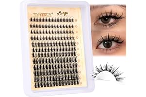 JIMIRE Manga Cluster Lashes Natural Looking 180Pcs Individual Eyelashes Wispy Eyelash Extensions Lashes Individual Cluster 8-16MM C Curl Anime DIY Eyelash Clusters at Home