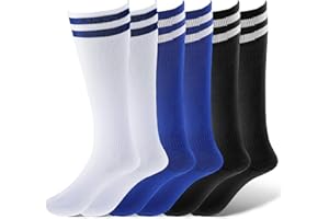 Fuyamp 3 Pairs Kids Football Socks,3 Colors Childrens Football Socks Kids Breathable Soccer Sock Long Football Socks for Sporting Running Training Socks for Children Aged 5-12