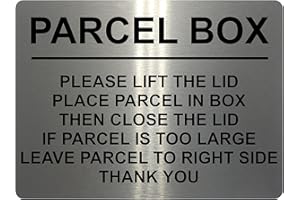 XTRA-PRINT 1741 PARCEL BOX PLEASE LIFT THE LID Right Door Gate Metal Aluminium Plaque Sign (15x10cm, Brushed Silver)
