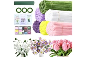 Breecasa Set Fai da Te per Fiori – 510 scovolini, 50 Fili Floreali, 3 Rotoli di Nastro, Polvere Colorata, per Bouquet e Decorazioni Matrimoni